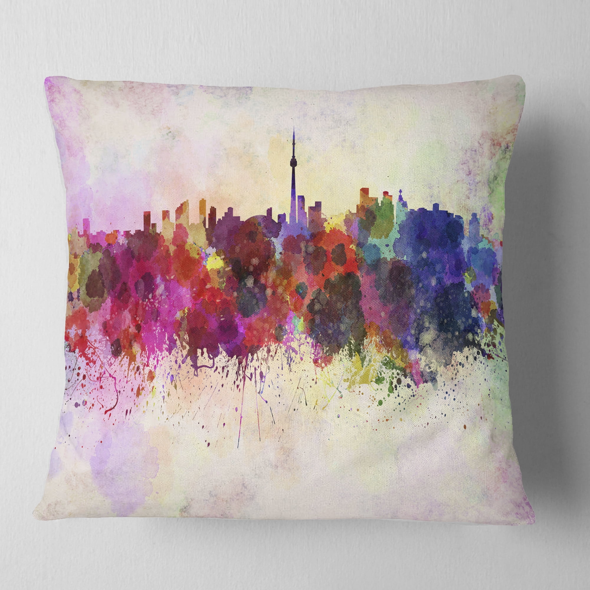 Designart Toronto Skyline - Cityscape Throw Pillow - 16x16