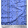 thumbnail image 1 of Soimoi Blue Rayon Fabric Pannahazar Jamdani Printed Fabric 1 Yard 42 Inch Wide, 1 of 1