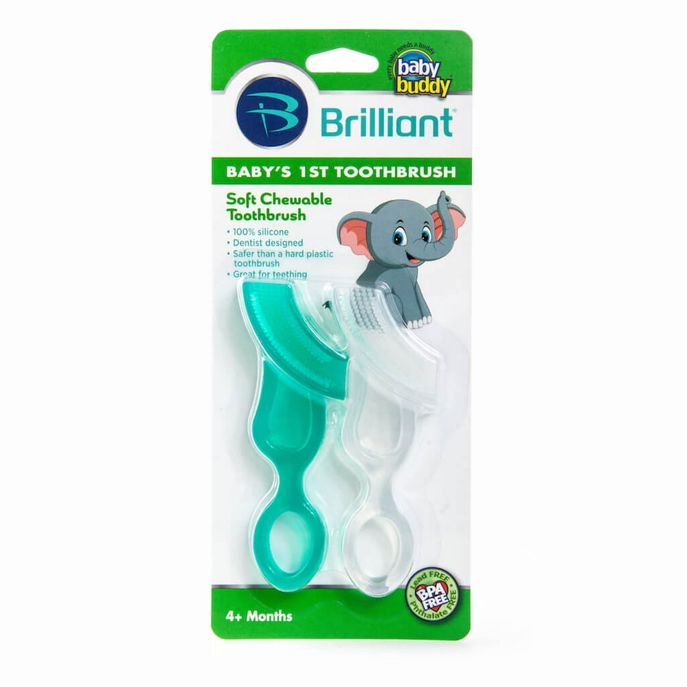 Brilliant Babys 1st TeetherBrush, Chewable Silicone Toothbrush, NoBPA
