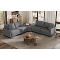 thumbnail image 3 of ADVWIN L Shaped Oversized Modular Sectional Couch, Modern Comfortable Convertible Corner Sofa with Reversible Chaise, 2 Pillows & Serving Tray for Living Room, Dark Gray, 3 of 12