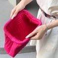 thumbnail image 4 of Women's Large Capacity Travel Makeup Bag, High-Quality Portable Toiletry Bag, Ladies' Handheld Cosmetic Pouch, Knitted Striped Fabric, Travel Electronics Organizer, Black, Pink,, 4 of 11