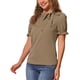 thumbnail image 4 of INSPIRAR CHIC Blusas de Verano para Mujeres de Color Sólido con Lazo en el Cuello y Mangas Cortas para Usar en el Trabajo Color Marrón Claro XS, 4 of 6