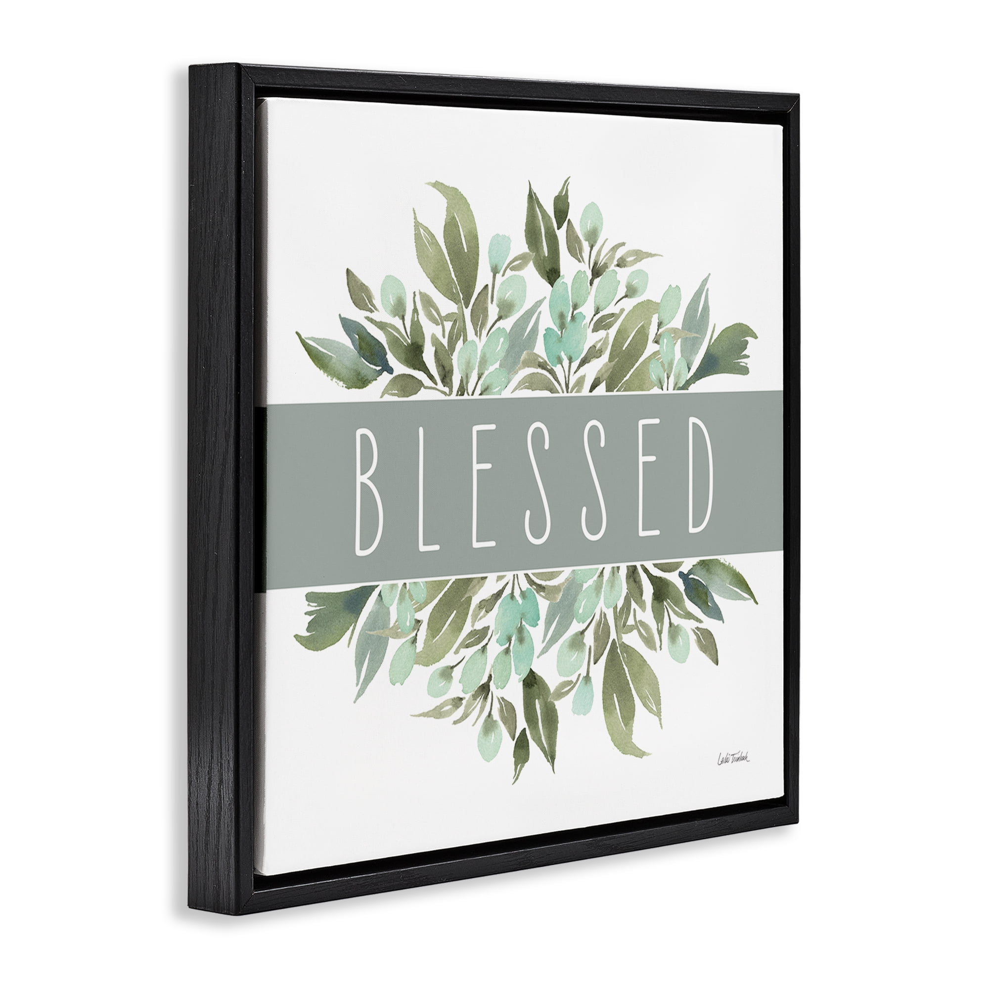 Stupell Industries Blessed Cottage Florals Plants & Flowers Painting Black Floater Framed Canvas Art Print Wall Art, 25 x 25