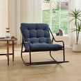 thumbnail image 3 of S-HOME Outdoor Rocking Chair With Soft Thick Cushion, Black Steel Frame, For Living Room & Patio Use, Navy Blue, 3 of 15