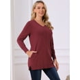 thumbnail image 3 of DARING DIVA V Neck Long Sleeve Chunky Knit Pullover Sweater S Wine Red, 3 of 8