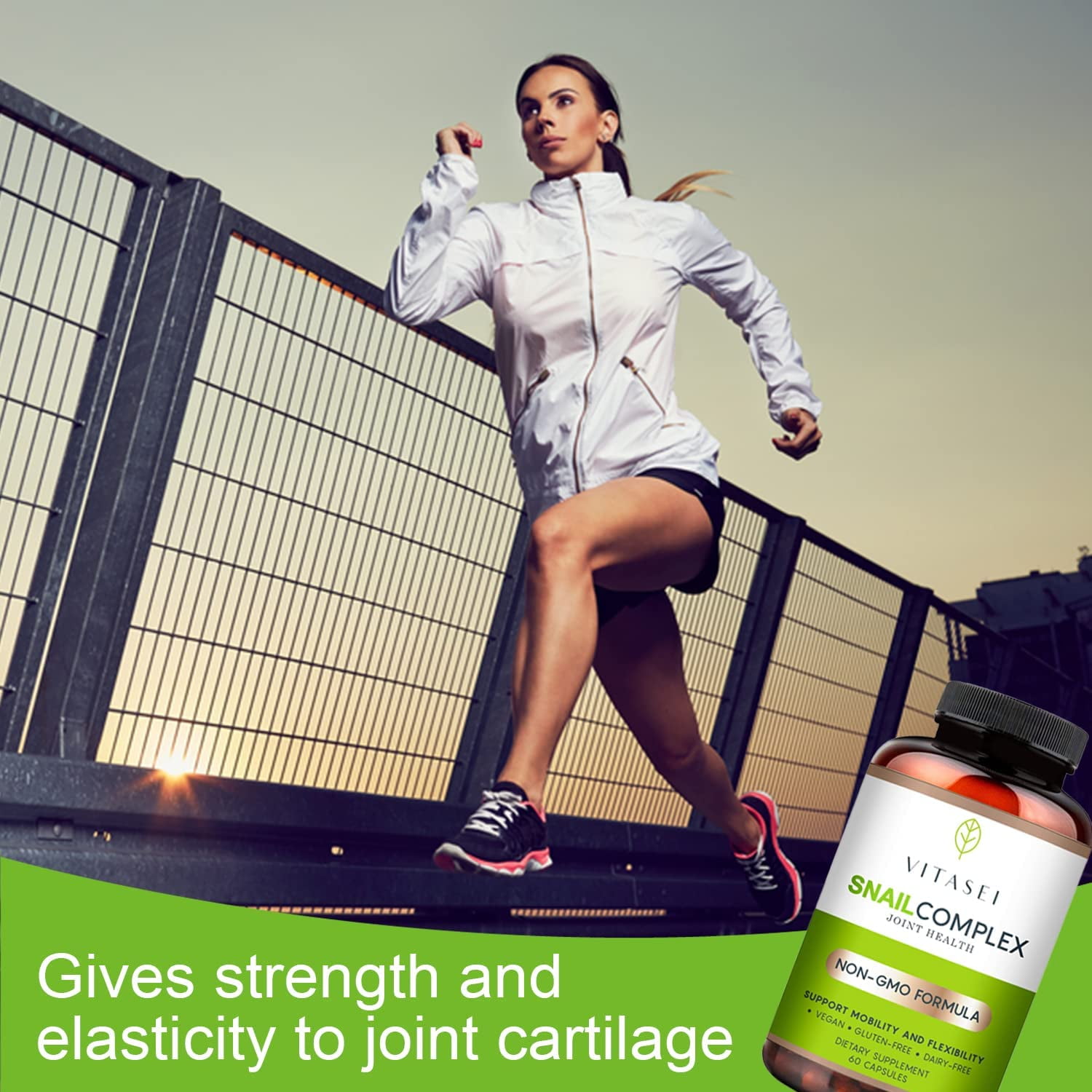 VITASEI Snail Complex Collagen Joint Support Supplement for Women & Men, Supports Mobility & Flexibility, Organic Dietary MSM Supplement, Non-GMO, Gluten-Free, Dairy-Free, 60 Pills