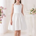 thumbnail image 2 of MOJOGO Girls Halter Dresses Formal Waist Cinched A Line Dress Sleeveless Square Neck Wedding Flower Brithday Party Gown White, 2 of 9