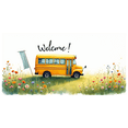 thumbnail image 3 of Watercolor Style Welcome Banner with Yellow School Bus and Floral Elements Backdrop Decorations for School Events Party Openings Community Gatherings and Classroom Decor, 3 of 4