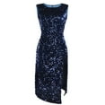 thumbnail image 5 of IROINNID Deals Maxi Dress for Women Casual Dress Evening Dress Sexy Split V-neck Sequin Sleeveless Summer Sequin Dress,Navy, 5 of 5