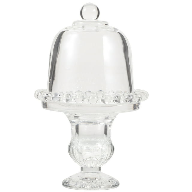 Mini Cake Plate Glass Cupcake Stand with Dome Cover Small Cake Display Stand for Birthday Wedding