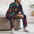 thumbnail image 7 of Salouo Mandala Colorful Print Button-Front Long Sleeve Pajama Set for Men, Soft 2Pjs Men's Long Sleeve Sleepwear-Small, 7 of 7
