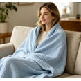 thumbnail image 4 of YFGEFTR Muslin Blanket, 51.2" x 59.1" Breathable and Lightweight Throw Blanket for Bed and Couch, Gauze Blanket for Adults All Season(Light Blue), 4 of 5