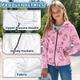 thumbnail image 6 of chaqlin Girls Axolotl Hoodies Size 14-16 Zip Up Hooded Jacket Cherry Print Long Sleeve Hooded Sweatshirt Lightweight Loose Drop Shoulder Cardigan with Pocket, 6 of 7