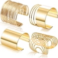 thumbnail image 1 of Juego de 4 piezas de brazaletes, brazalete abierto de línea ancha para mujer, brazalete dorado para la muñeca Ormromra  WMPH-924-1, 1 of 7