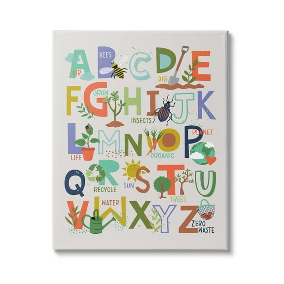 Stupell Industries Children's Whimsical Alphabet Chart Insects Garden Nature, 30 x 40,Design by Lisa Perry Whitebutton