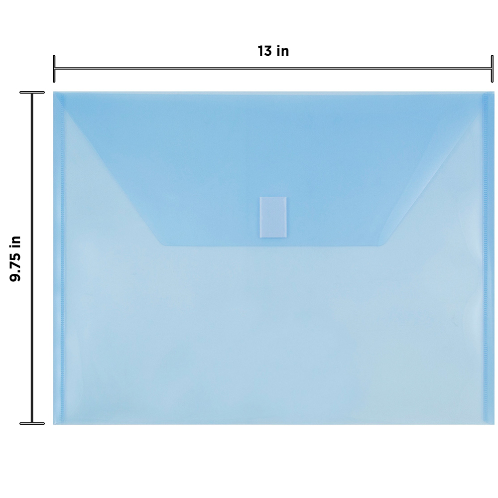 JAM Paper Plastic Envelopes with Hook & Loop Closure, Letter Booklet, 9 3/4 x 13, Blue, 3/Pack