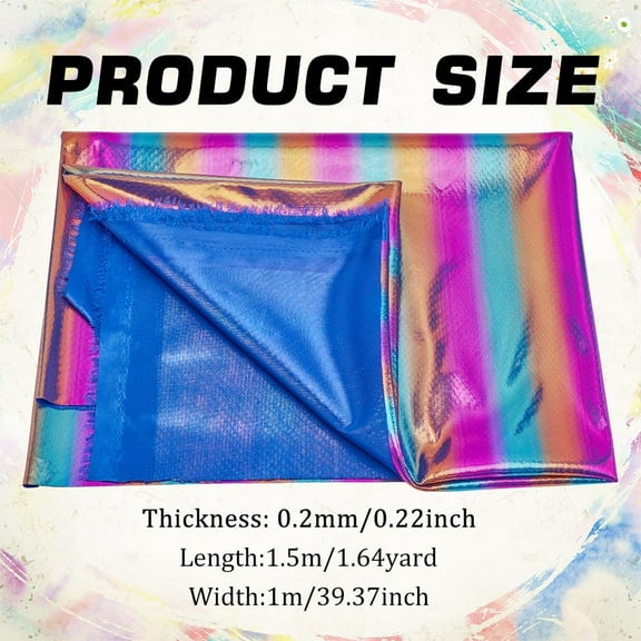 1pc FINFERINSPIRE 1.1 Yards Hologram Iridescent Fabric 59inch Wide Rainbow color Fabric for Sewing Polyester Fabric Shining Striped Fabric by The yard Colorful Fabric for Home Party Decoration