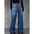 thumbnail image 6 of Women Y2k Low Rise Baggy Jeans Loose Fit Boyfriend Straight Wide Leg Trendy Stretch Long Denim Pants Academy Blue XS, 6 of 8