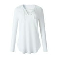 thumbnail image 3 of Xuanfei Women Lace Up V Neck Long Sleeve Blouse, 3 of 5