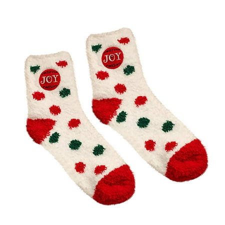 

YWDJ Warm Socks for Women 1Pair Christmas Socks Women Warm Coral Middle Tube Socks Stockings Multicolor