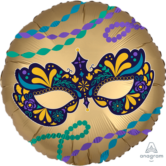 18 inch Satin Infused Night In Disguise Mask Anagram Foil Mylar Balloon - Party Supplies Decorations