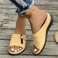 thumbnail image 5 of THDHVS Flat Sandals for Women,Women's Sandals,Women's Fashion Casual Summer Color Matching Thick Bottom Hollow Open Toe Wedge Heel Beach Sandals Yellow 5.5, 5 of 6