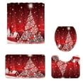 thumbnail image 2 of Christmas Bathroom Set, Waterproof Shower Curtain, 4-Piece Holiday Bathroom Decor with Soft Flannel Bath Mat and Toilet Cover, Easy Install with 12 Hooks, Festive Xmas Design, 2 of 4