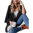 thumbnail image 3 of Qarigey Suéter abierto frontal para mujer, cárdigan de punto suelto de poliéster, manga 3/4, ropa informal de primavera y otoño, blanco, L Prendas para la parte del cuerpo negro METRO, 3 of 6