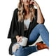 thumbnail image 2 of Sonducket Suéter abierto frontal para mujer, cárdigan de punto suelto de poliéster, manga 3/4, ropa informal de primavera y otoño, blanco, L Prendas para la parte del cuerpo negro METRO, 2 of 6