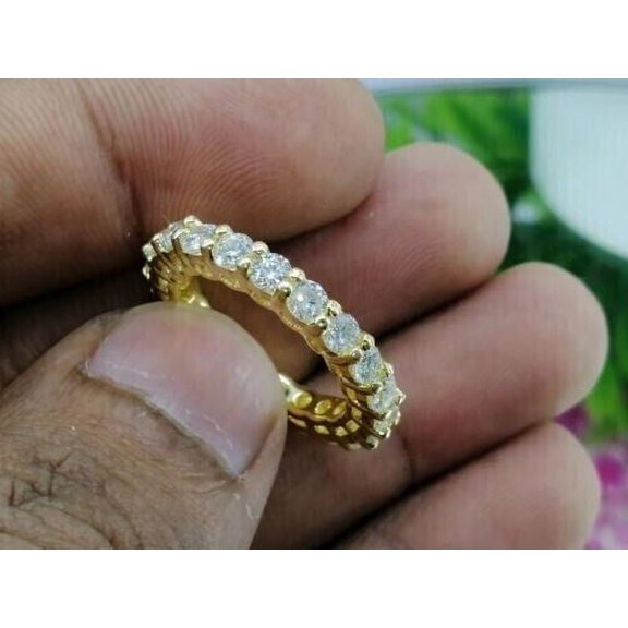 2Ct Round Cut Lab-Created Diamond Full Eternity Ring 14k Yellow Gold Plated Sterling Silver