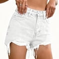 thumbnail image 2 of Wuphunn Women's Denim Shorts Ripped Jeans Womens Jean Shorts Womens Stretchy Beach Shorts for Women Lightweight Jeans Women for Summer Hiking Shorts Women Womens Running Shorts White L, 2 of 7