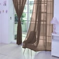 thumbnail image 3 of PALIFEUR Sheer Curtains 78.8 Inches Long 2 Panels Set, Transparent Window Curtains for Living Room Bedroom, Rod Pocket Voile Curtain & Drapes, Brown, 31.5" x 78.8", 3 of 5