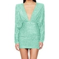 thumbnail image 2 of Kaemgyyd Cocktail Dresses for Women Long Sleeve Sequin Short Dress Sparkly Glitter V Neck Bodycon Mini Dress for Party Club, 2 of 6