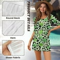 thumbnail image 5 of FKELYI Women's Beach Cover Up Half Sleeve Swimsuit Cover-Up Breathable Cover Ups Green Shamrock Leaf Cow Print Beachwear Dress with Roun Neck for Lady Summer Vacation, S, 5 of 6