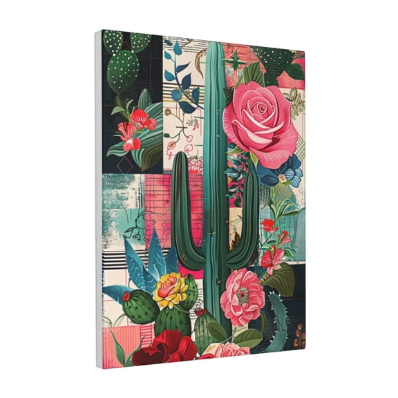 12x16 inch Decorative Painting Prints Cactus Flower,Farmhouse Yard Garden,Kitchen,Office,Lounge Picture Wall Decor Art Poster,Exquisite Cactus Flower Art Decor Canvas Poster,For Garden,Door