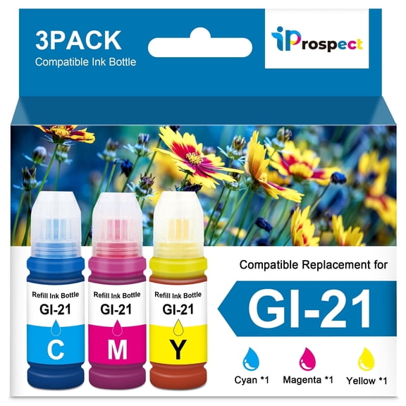 GI-21 Color Ink Bottles Compatible for Canon 21 GI-21 GI21 Ink Refill Bottles Set, Replacements for G3270 G3260 G3290 G3272 G4280 G4270 G2270 G2260 G1220 G1230 Printer