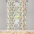 thumbnail image 3 of Ambesonne Tropical Curtains, Watermelon Slice Pineapple, Pair of 28"x63", Marigold and Forest Green, 3 of 4