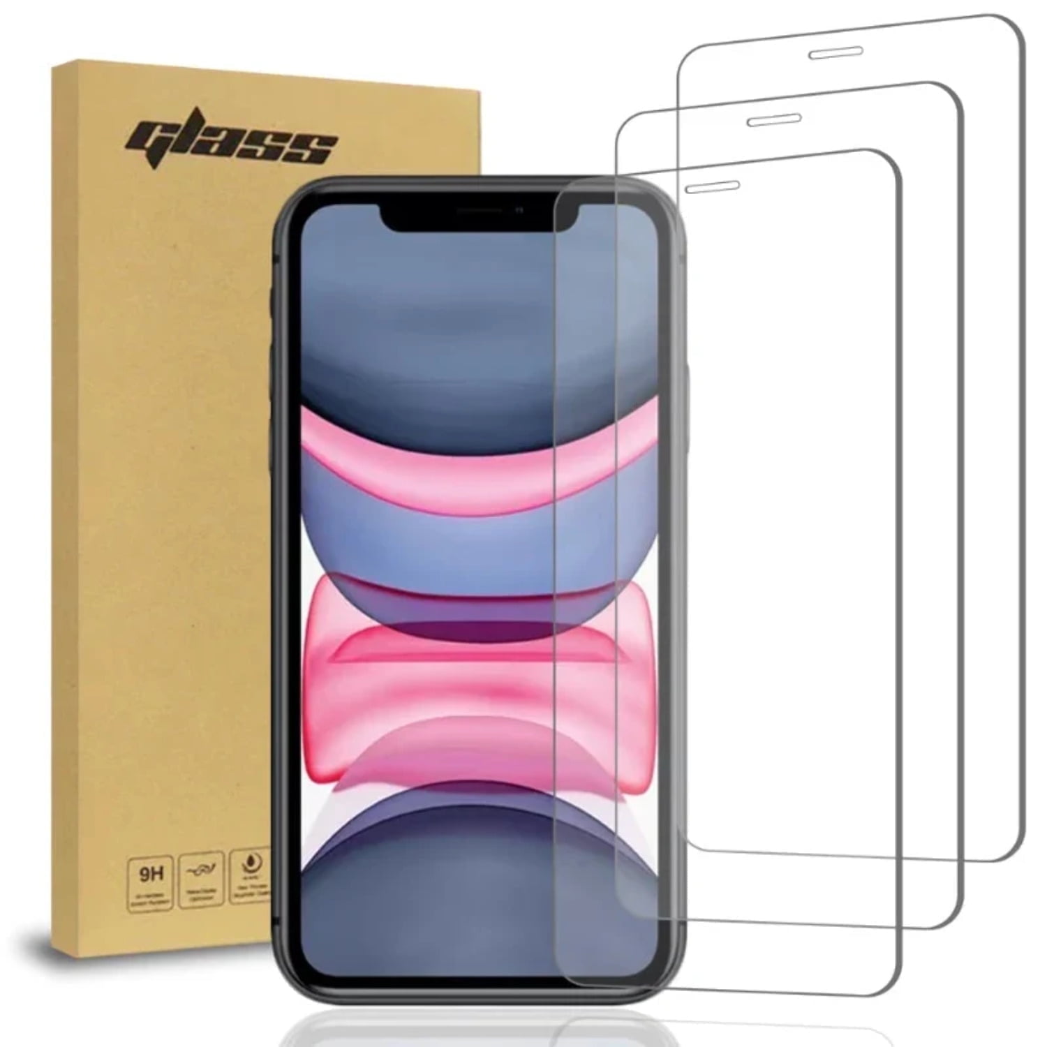 Rome Tech Tempered Glass Screen Protector for Apple iPhone 11 6.1" (2019) - 9H Screen Saver, Case-Compatible, Clear, 3-Pack