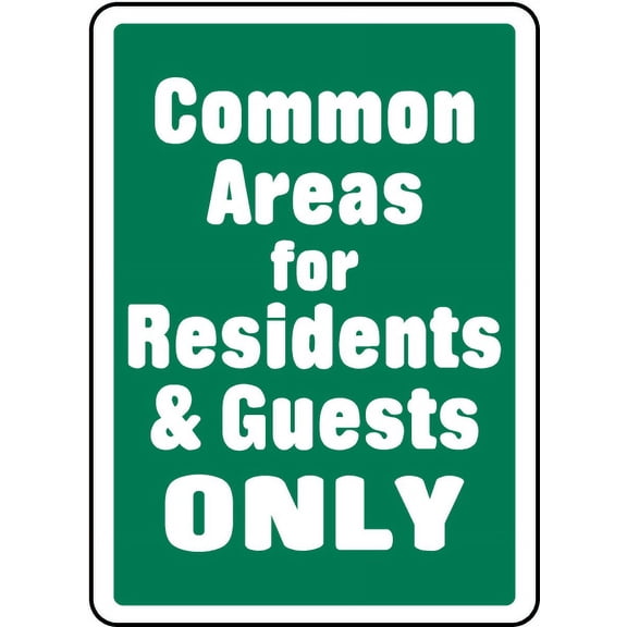 Vinyl Stickers - Common Areas for Residents Only Sign - Safety and Warning Warehouse Signs Stickers - 3.5" x 5" - 3 Pack