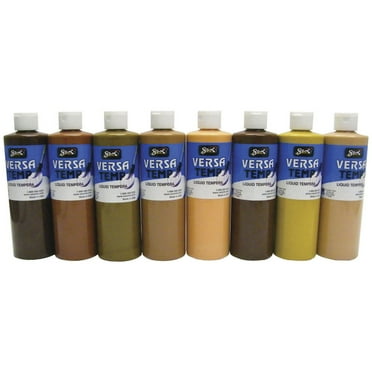 Sax Versatemp Heavy-Bodied Tempera Paint, 1 Pint Bottles, Assorted Skin Tone Colors, Set of 8