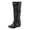 Black, variant on Women's Slouchy Knee High Boots Pull On Flat Low Heel Wide Calf Boots Fashion Studded Tall Riding Booties Yellow 8