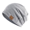 thumbnail image 1 of Gorro de punto holgado informal de primavera y otoño con etiqueta de cuero FS, gorro Baotou con forro polar para exteriores para hombres y mujeres, 1 of 6