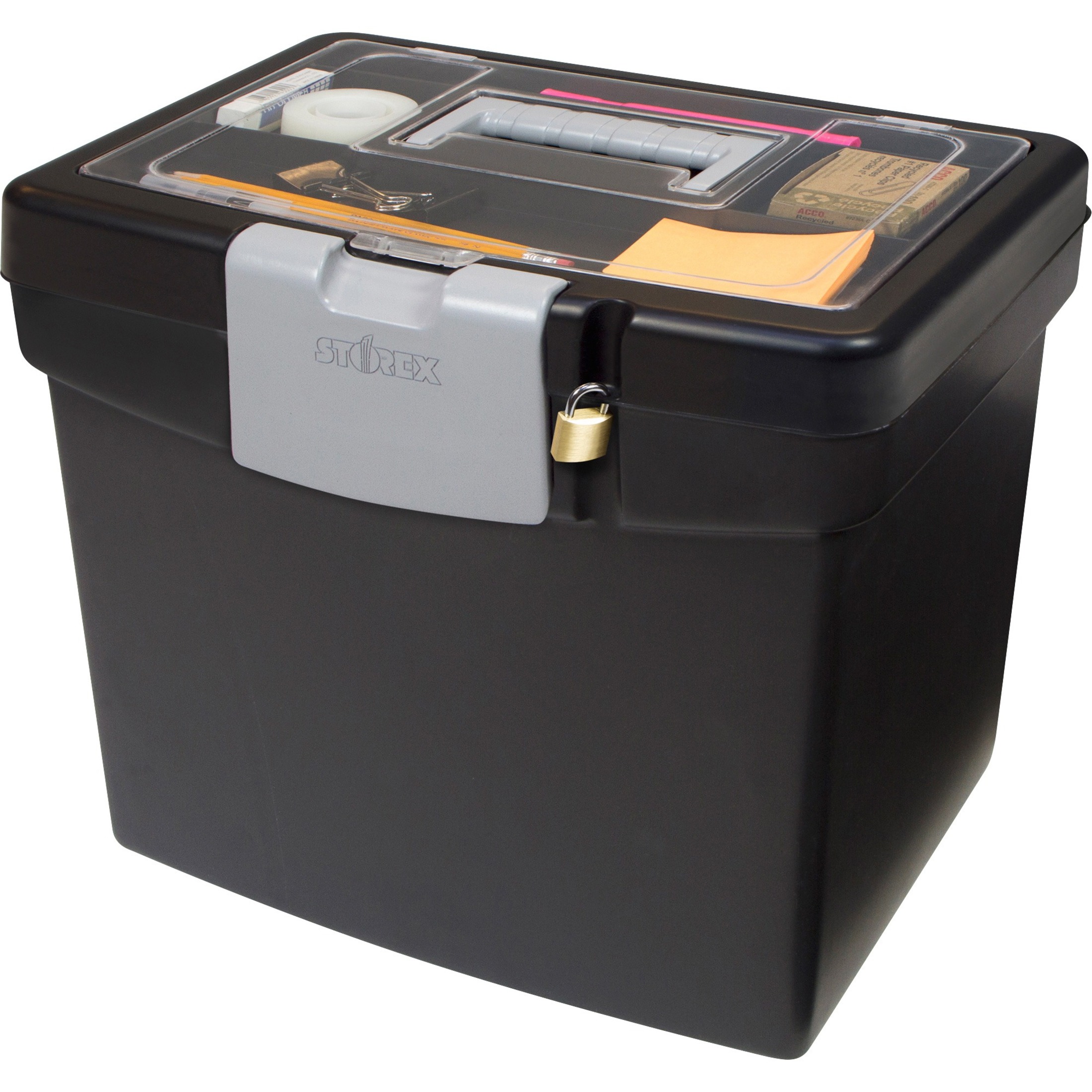 Storex, STX61502U01C, Portable Storage Box, 1 / Carton, Black - image 2 of 5