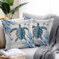 thumbnail image 2 of Vintage Ocean Turtle Outdoor Pillow Covers Set of 2 Blue Starfish Coral Striped Summer Waterproof Throw Pillow Case Decorative Square Cushion Cover for Patio Couch Garden Balcony, 26"x26", 2 of 9
