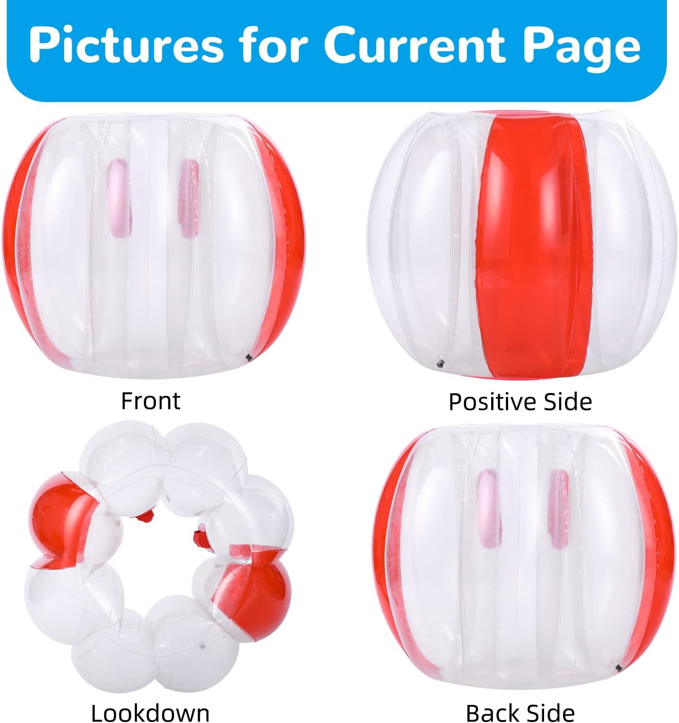 LEXKUYI Inflatable Bubble Soccer Ball Bumper Body Zorb, PVC Outdoor Game for Kids 6 Years+, Red, 1-Count, 3 Ft
