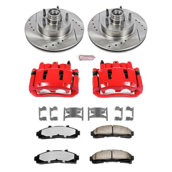 PowerStop Front Z36 Truck & Tow Brake Pad and Rotor Kit with Red Powder Coated Calipers Fits: FORD MAZDA MERCURY Select Models KC1854-36
