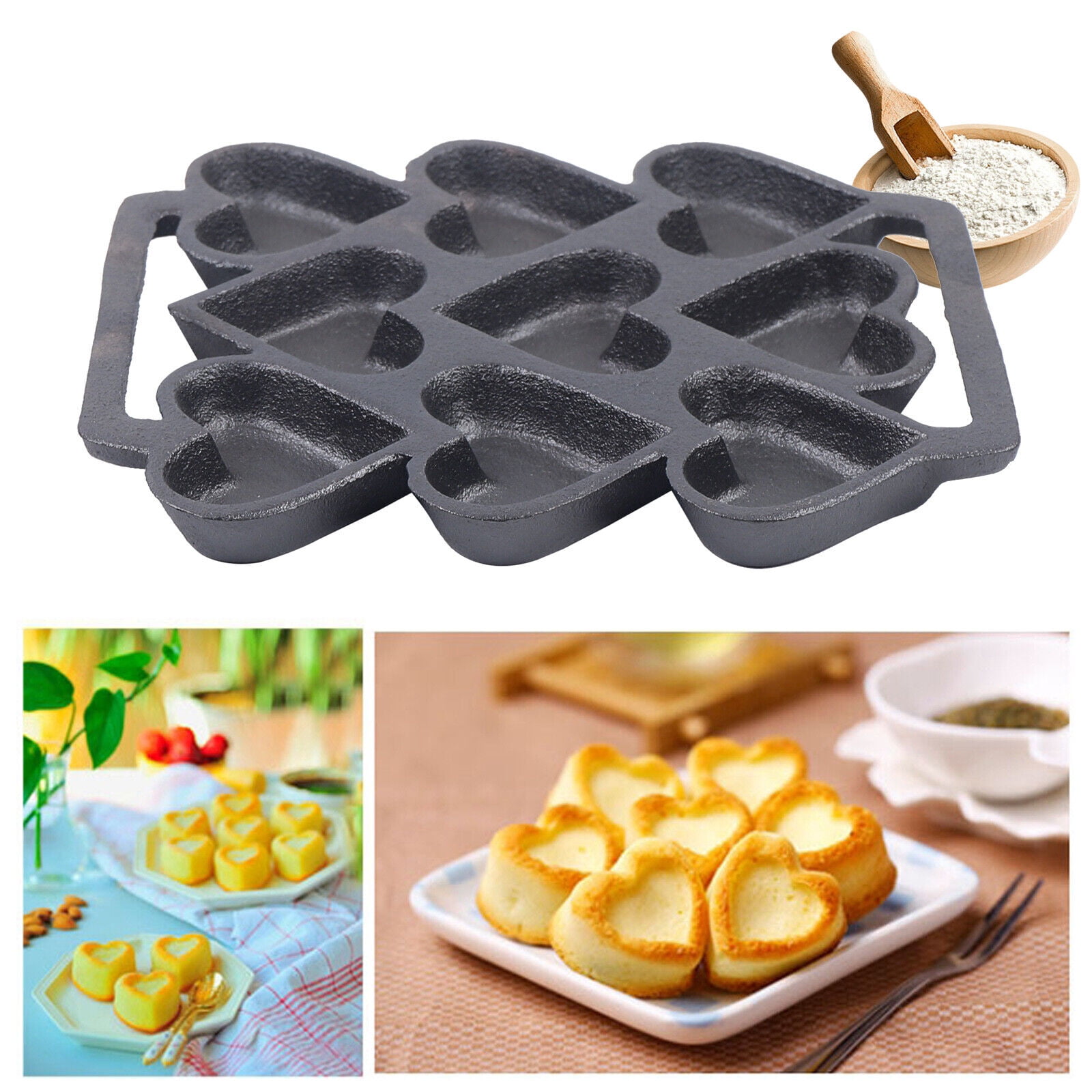 Fichiouy 9 Hole NonStick Bakeware HeartShape Pan Mold Baking Muffin