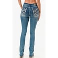 thumbnail image 3 of Grace in LA Women's Western Steer Head Feather Embellished Bootcut Stretch Jeans (25, Blue Stonewashed), 3 of 4