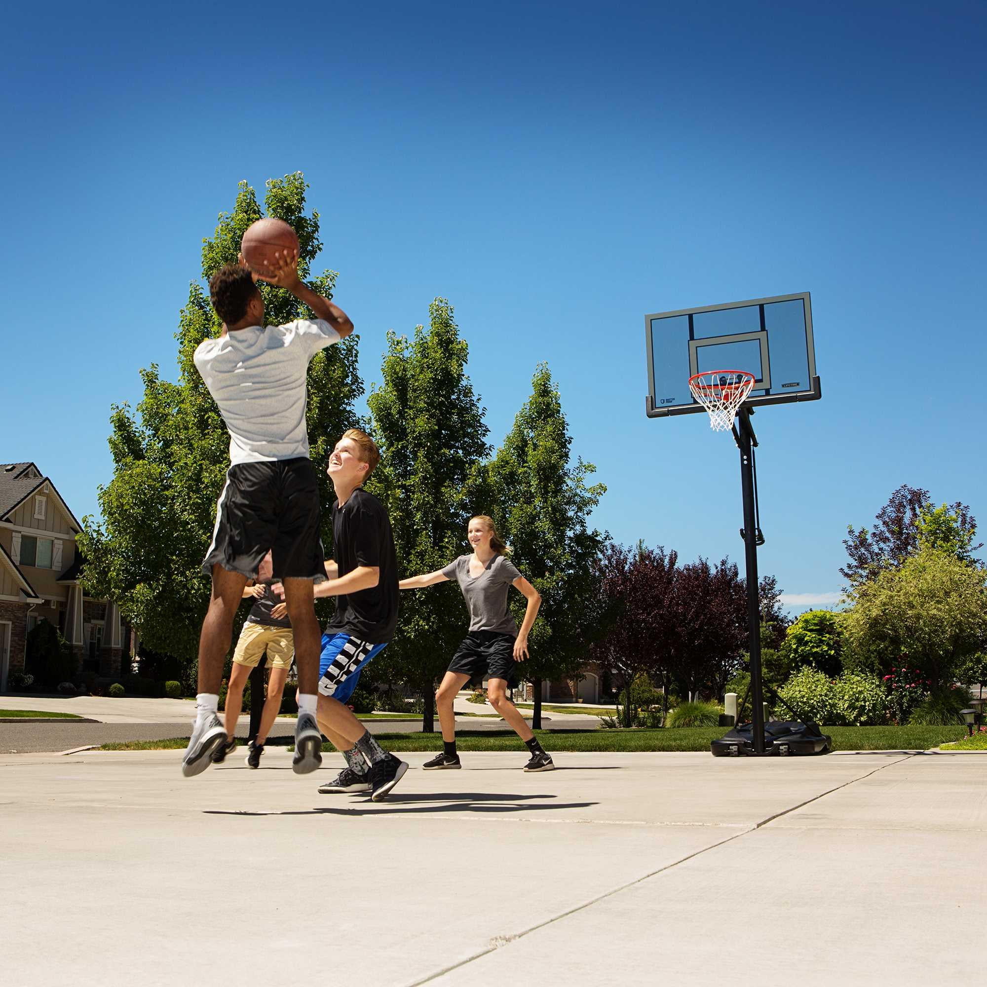 Lifetime 7.5 ft. - 10 ft. Adjustable Height 52" Shatterproof Outdoor Portable Basketball System (Adult)