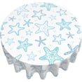 thumbnail image 3 of Nautical Coastal Tablecloth Round 60 Inch Rustic Blue Ocean Starfish Print Table Cloth Summer Sea Beach Decorative Table Cover with Wrinkle Resistant for Home Kitchen Dining Table Indoor Party Picnic, 3 of 6
